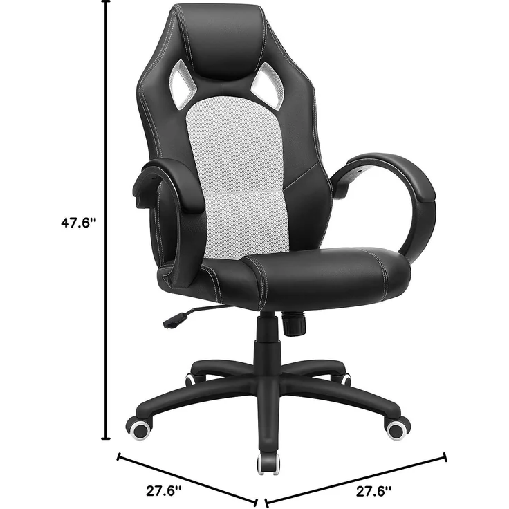 Songmics Racing Stuhl Bürostuhl Gaming Stuhl Chefsessel Drehstuhl PU, schwarz-weiß, OBG56BW – Bild 11
