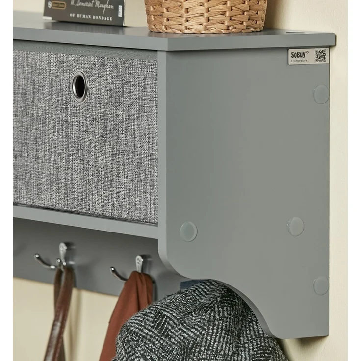 SoBuy FRG282-HG Wandgarderobe, MDF, Lackiert, Grau, 100 x 31 x 20 cm – Bild 4