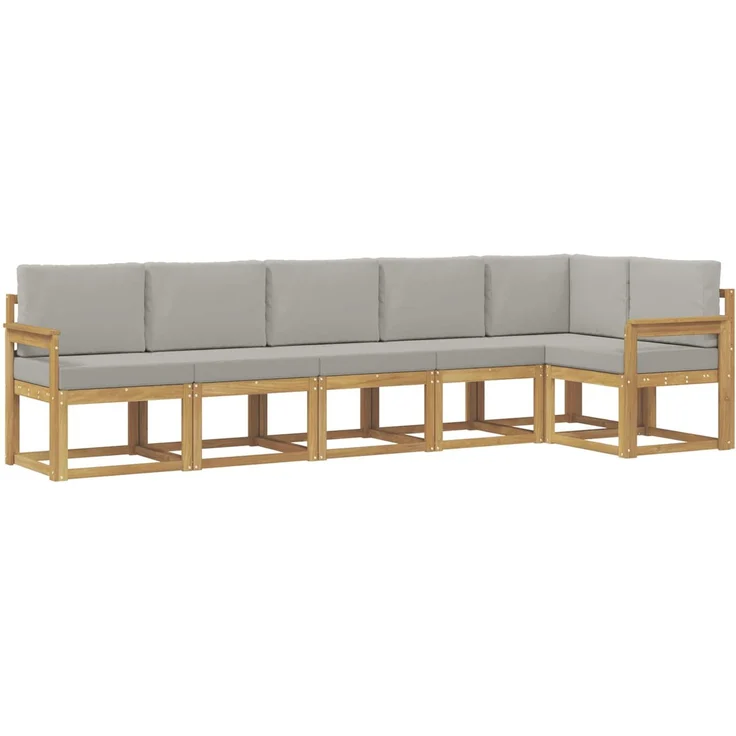 vidaXL Outdoor-Sofagarnitur mit Kissen 6 pcs Weiß und Hellgrau 3387690 – Bild 2