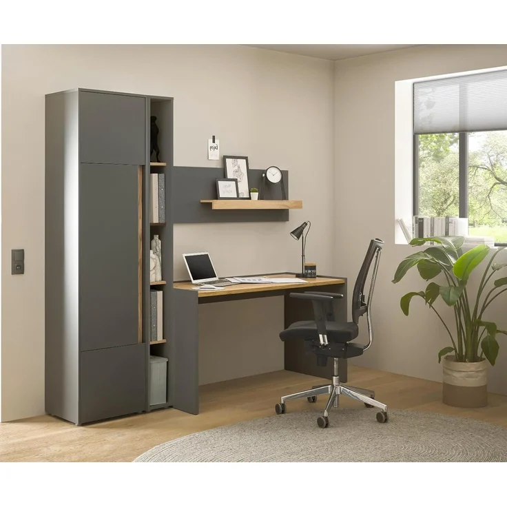 Büromöbel Set Center in grau matt und Eiche Wotan 213 cm – Bild 5
