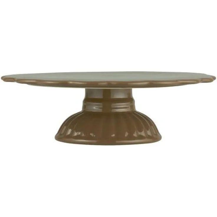 Tortenplatte Kuchenplatte Fuß Mynte Keramik Hazelnut Braun Ib Laursen 2079-20