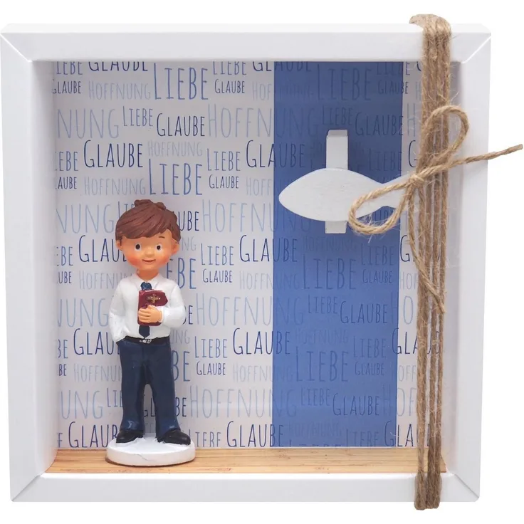ZauberDeko Geschenkbox Geldgeschenk Verpackung Kommunion Junge Blau Liebe Glaube Hoffnung