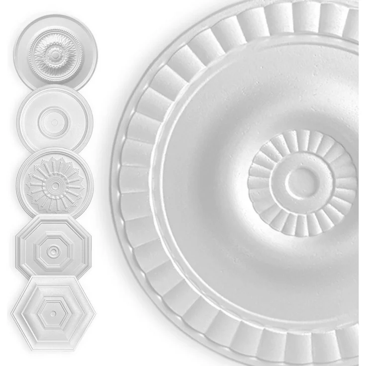Hexim Decken-Rosette (HEXIM Stuckrosette aus EPS Styropor weiß - Deckenrosette weiß, Zierelement, Stuck (Hexim) Wanddeko Wohnzimmer Decke Polystyrol) – Bild 1