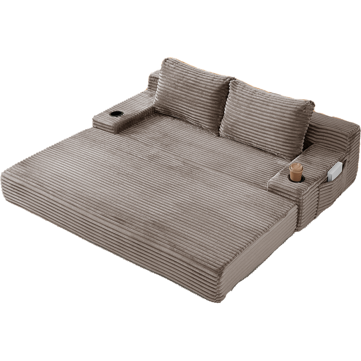 ZUBALIYA Sofa mit LED - Beleuchtung, mit Stauraum, mit Cordbezug, mit breiten Armlehnen, ohne aufwendige Montage – Bild 7