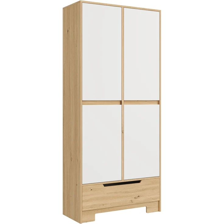 Küchenschrank 80 x 35 x 180 cm in Weiß und Natur mit Schublade und verstellbaren Einlegeböden – Bild 9