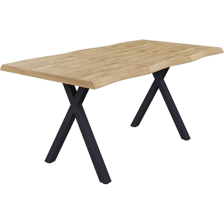 Merax Esstisch 160*78*75cm, geeignet für 4-6 Personen, Wellenförmiges Tischplattendesign, verdickte Tischplatte, X-förmige Eisenbeine, Holzfarbe – Bild 7