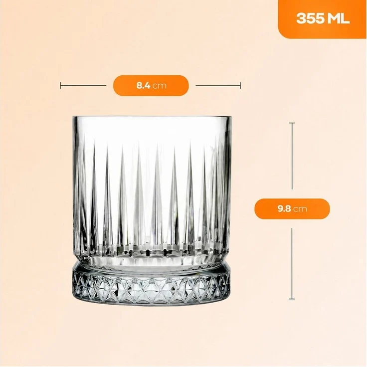 Pasabahce Gläser-Set Elysia, 6-tlg, Glas, Whiskygläser, 4er Set, 355ml – Bild 3