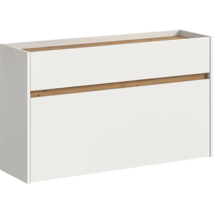 Schuhkommode B/H/T: 61x110x32 cm in weiß Nachbildung und Artisan Oak Nachbildung – Bild 1