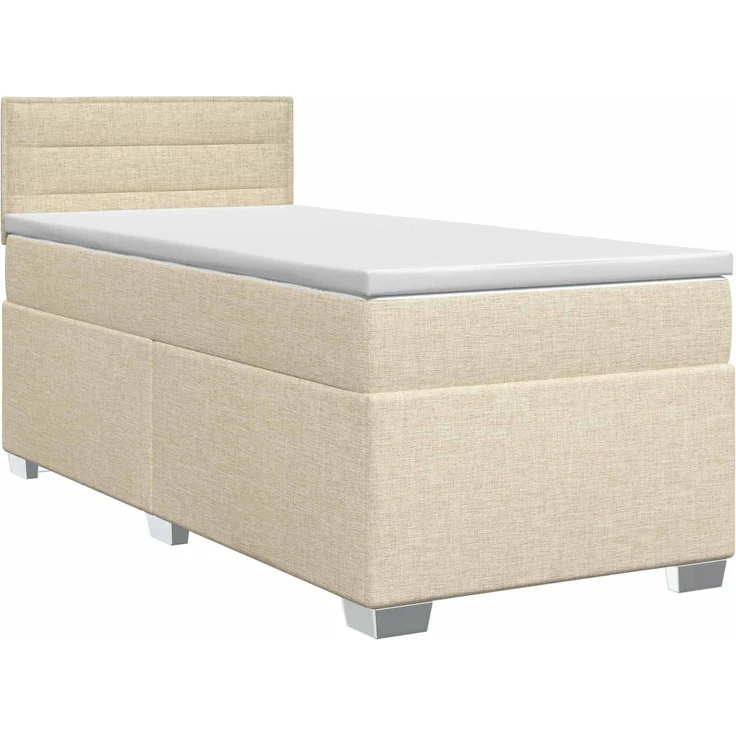 vidaXL Boxspringbett mit Matratze mit Kopfteil Creme 90 x 200 cm Stoff 3450388 – Bild 2