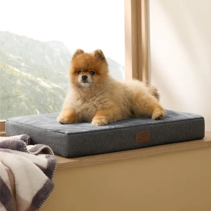BEDSURE orthopädisches Hundekissen kleine Hunde - 61 x 41 x 8 cm waschbares Hundebett mit 2 in 1 Memoryschaum, kuscheliges Hundematte Hundematratze in größe, dunkelgrau – Bild 3