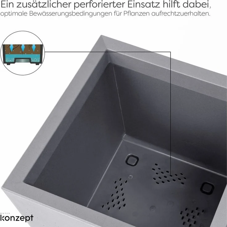 KONZEPT Pflanzkübel Großer auf Rollen, für außen, in Beton-Optik, mobil, recyceltem Material, ideal für Garten, Terrasse und Balkon – Bild 2