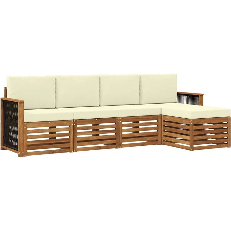 vidaXL Outdoor-Sofagarnitur 5 stk. 5-Sitzer Natur und Creme 3384231 – Bild 2