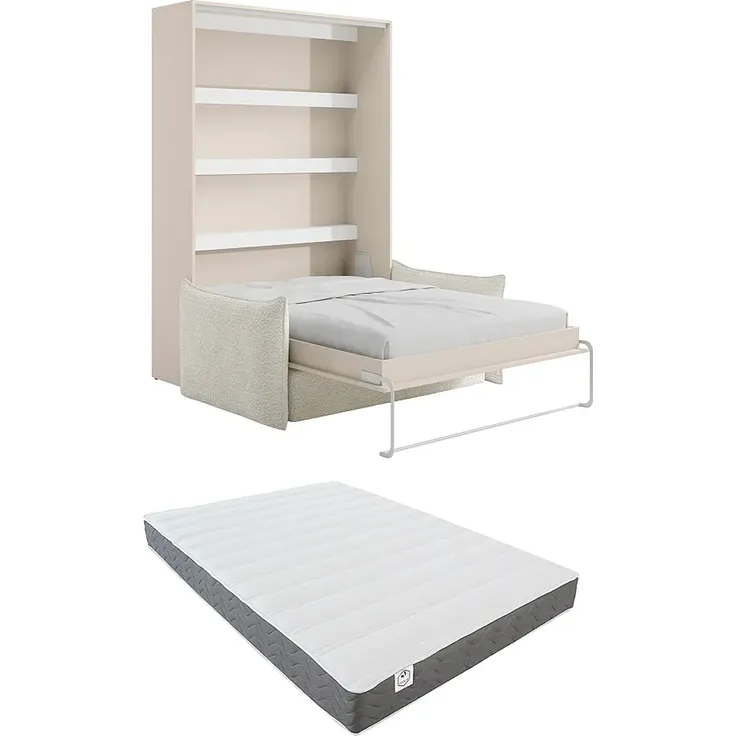 Vente-unique - RAPILI Bett Holz, Platte Beige - B 133 cm239,2 cm x H 225,2 cm x L 200 cm – Bild 7