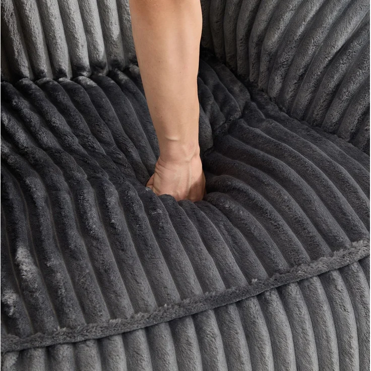 Sitzsack aus Cord, Schaumstofffüllung, 98x92x73 cm, Dunkelgrau – Bild 5