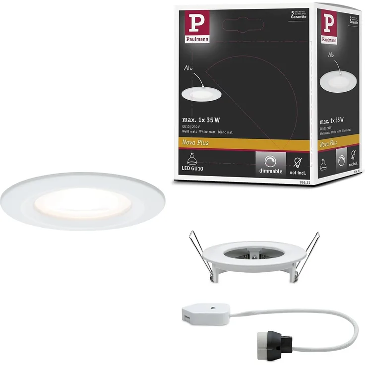 Paulmann No. 93631 Einbauleuchte Nova IP44 rund Weiß matt 1er-Set, max. 35W GU10