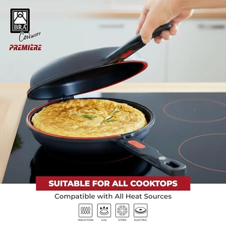 BRA Dupla Premiere | Doppelte Kartoffel-Omelette-Bratpfanne, 24 cm Durchmesser, Aluminiumguss, dreifache Antihaftschicht, 100% PFOA-frei, für alle Herdarten – Bild 6