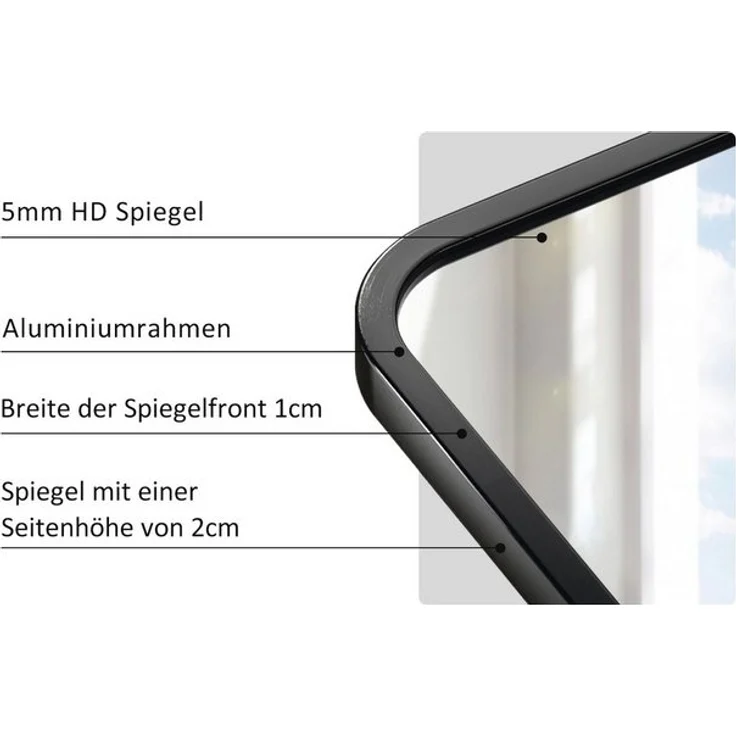 Hopibath Spiegel groß für Wohnzimmer Schlafzimmer Flur Garderobe Hotel (Ganzkörperspiegel Schwarz Rechteckig, 180x80, 150x50, 160x40, 140x40), Alurahmen, 4 Installationsmethoden – Bild 4