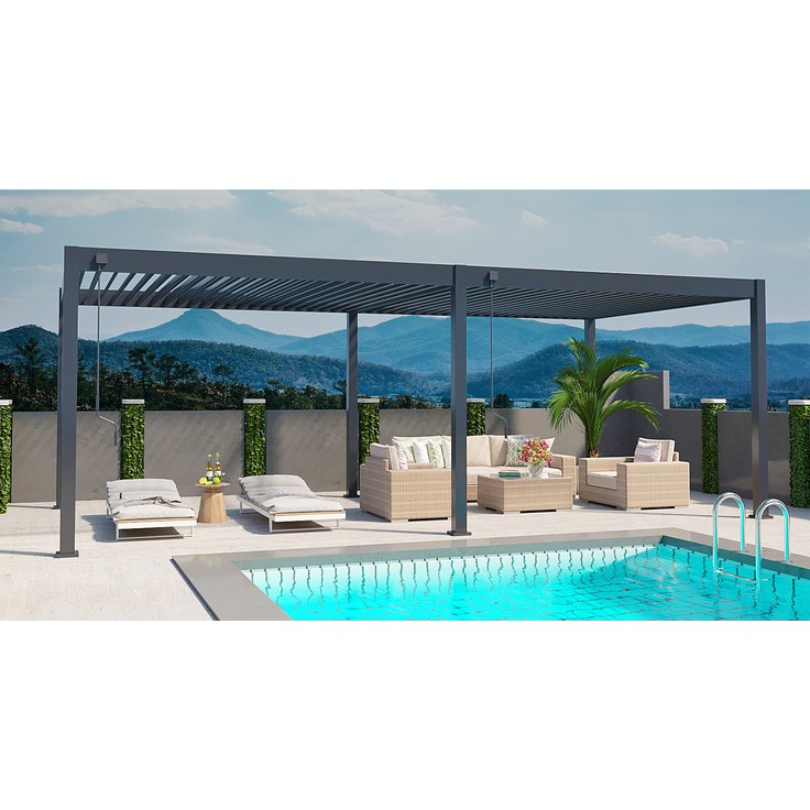 Weide Deluxe | Pergola Voll Aluminium freistehend | 3,6 x 7,2 M | Lamellendach anthrazit – Bild 11