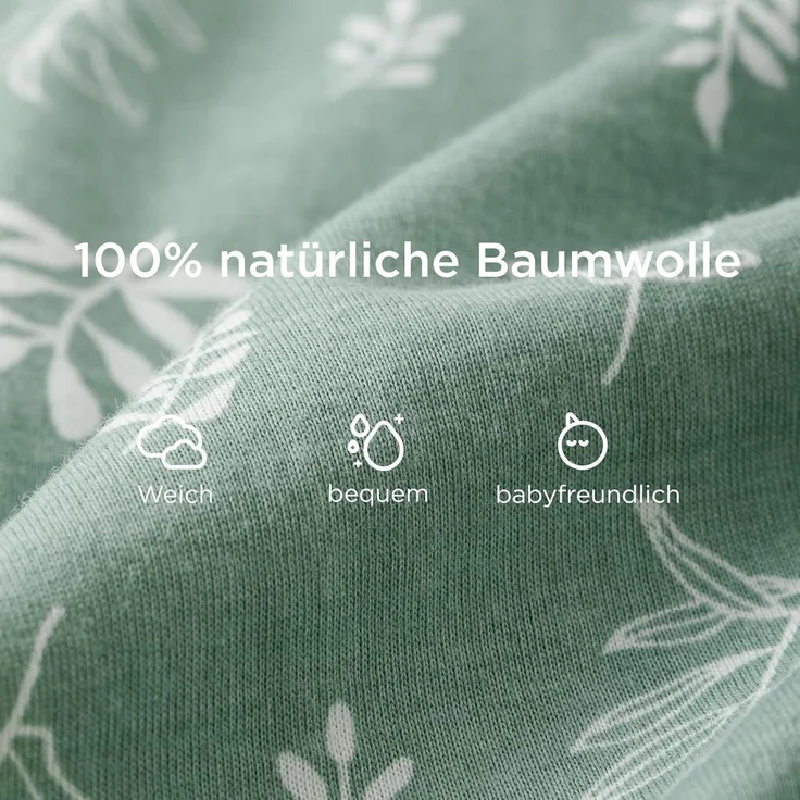 Duomiaomiao Baby Schlafsack, 1x Ganzjahresschlafsack, 0.5tog Grünes Blatt Panda, 85cm / Baby Körpergröße 90-100cm, Baumwolle – Bild 7