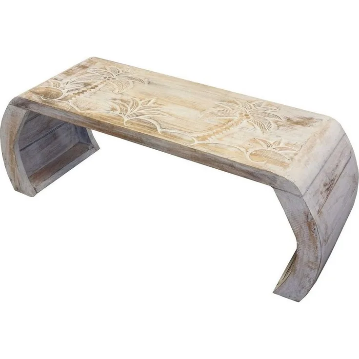 Oriental Galerie Beistelltisch Beitelltisch Brückentisch Palmen Natur Weiß Groß, Nachttisch, Couchtisch, Laptoptisch