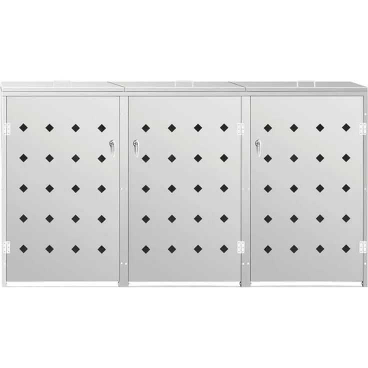 vidaXL Mülltonnenbox für 3 Tonnen 240 L Edelstahl 145381 – Bild 5