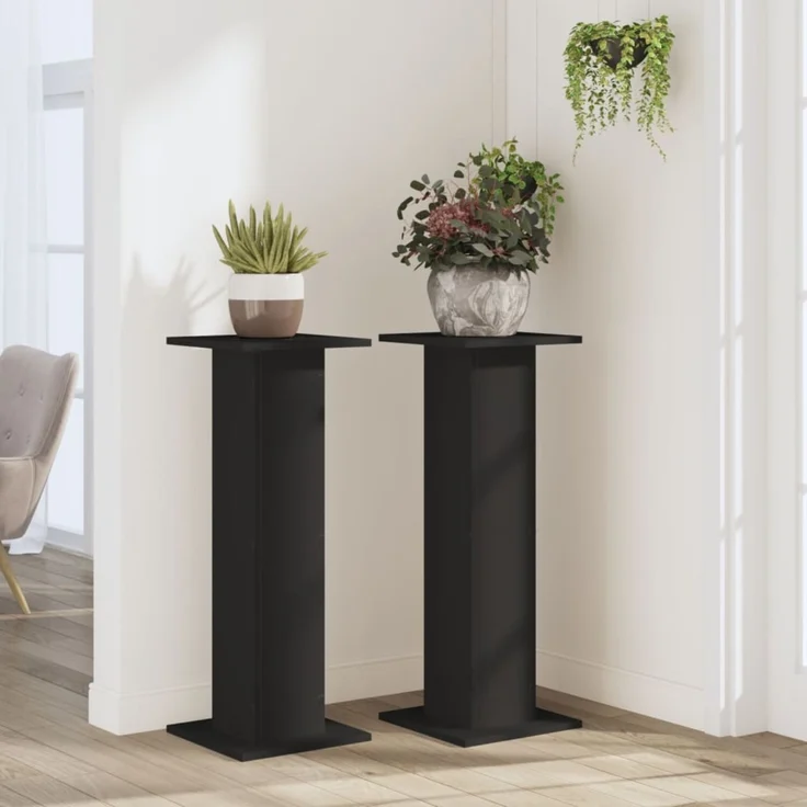 vidaXL Pflanzenständer 2 Stk. Schwarz 30x30x80 cm Holzwerkstoff 3307865 – Bild 3
