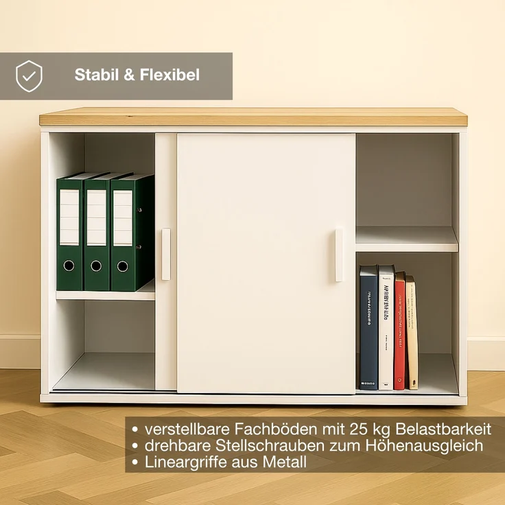 ASSMANN Schiebetürenschrank Allvia Eiche Tabak 100x44x73cm Holz – Bild 3