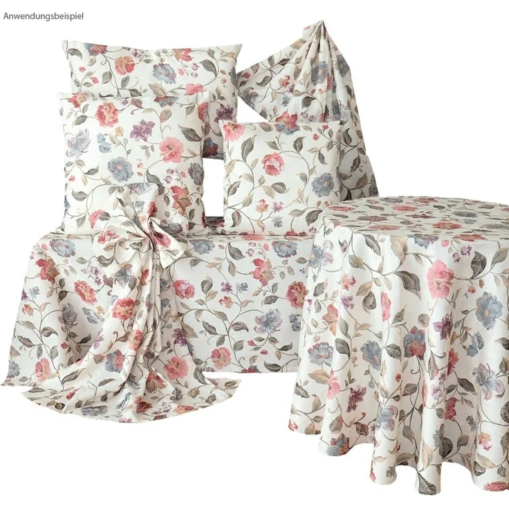 matches21 HOME & HOBBY Tischdecke Tischdecke DANJA florales Muster Landhaus Polyester rund Ø 130 cm (1-tlg), Pflegeleicht & waschbar bei 30 °C – Bild 2