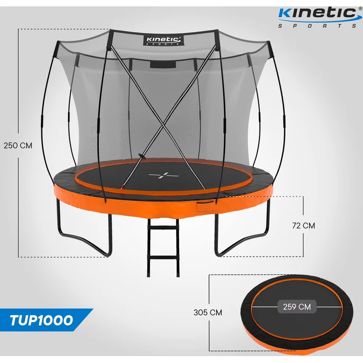 KINETIC SPORTS Premium Outdoor Trampolin 'Ultimate Pro' für Kinder und Erwachsene, AirMAXX Sprungtuch, mit Leiter, Fieberglas, bis zu 160 kg, Sunset Orange, Ø 305 cm – Bild 7