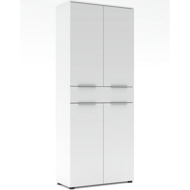 Büroschrank SANTORIN 80x198 cm Weiß & weißes Glas