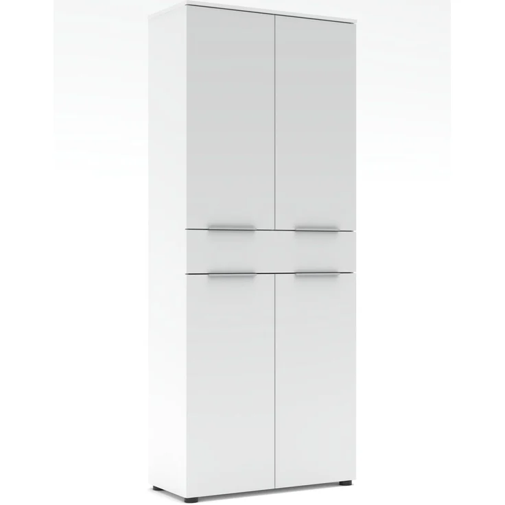 Büroschrank SANTORIN 80x198 cm Weiß & weißes Glas – Bild 1