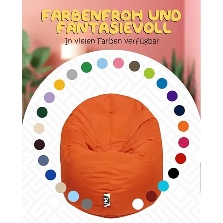 PATCH HOME 2-in-1 Sitzsack Sessel - Gaming Bean Bag mit Reißverschluss - Bereits befüllt, Ergonomisch & Robust für Kinder & Erwachsene - Indoor & Outdoor, Wetterfest (Orange, 155cm) – Bild 9