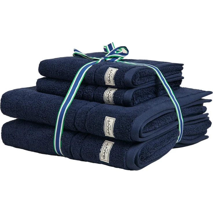 GANT Handtuch/Duschtuch-Set, 4-teilig - PREMIUM TOWEL, Frottee, 50x70 und 70x140 Marine Set – Bild 1