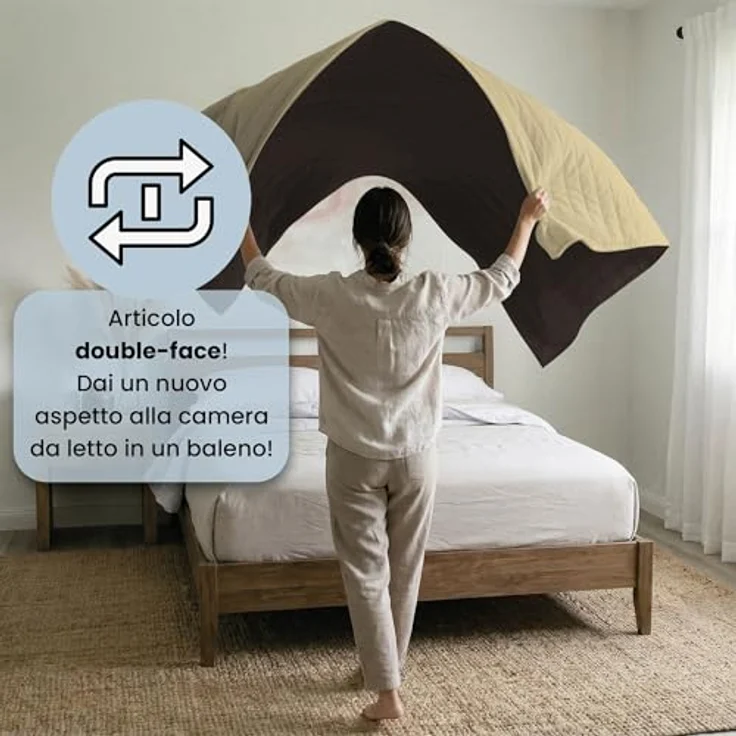 Italian Bed Linen Elegant Sommer Steppdecke braun/creme, 100% Mikrofaser, 260x270 cm – Bild 5