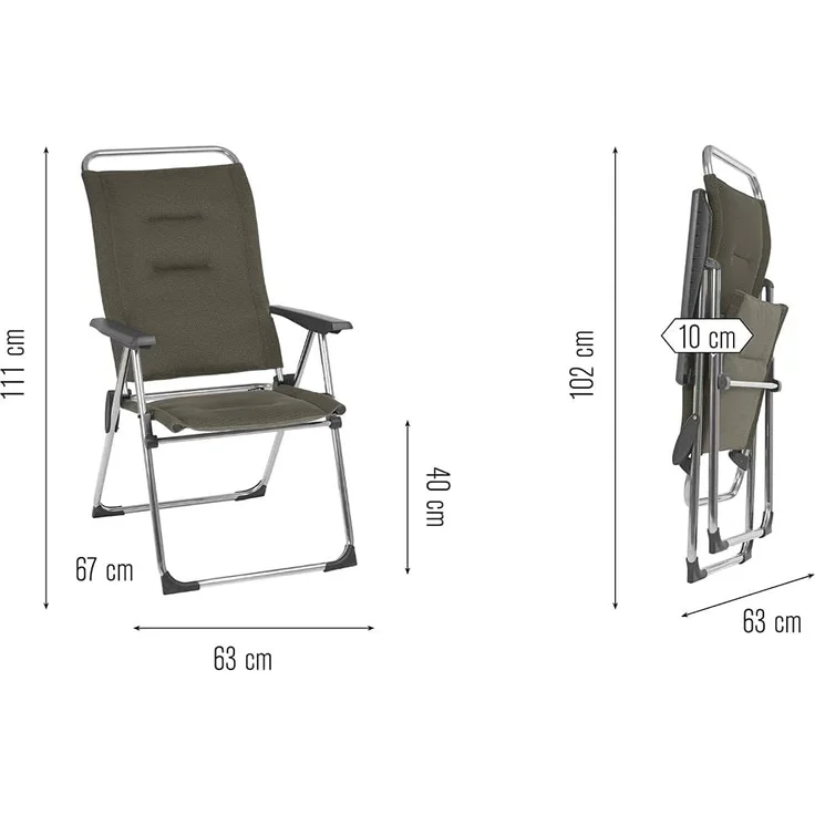 Lafuma Kompakter Klappstuhl für unterwegs, ALU CHAM, Air Comfort, Taupe, LFM2771-6899 – Bild 4
