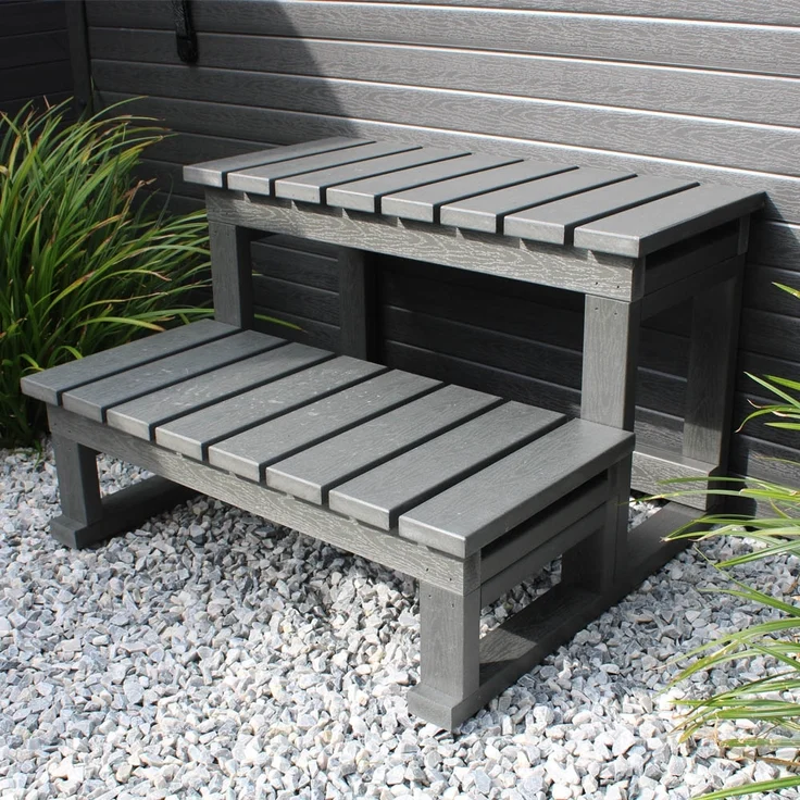 HOME DELUXE Outdoor Whirlpool mit Treppe und Thermoabdeckung STREAM BIG - 207 x 207 cm für 5 Personen – Bild 4