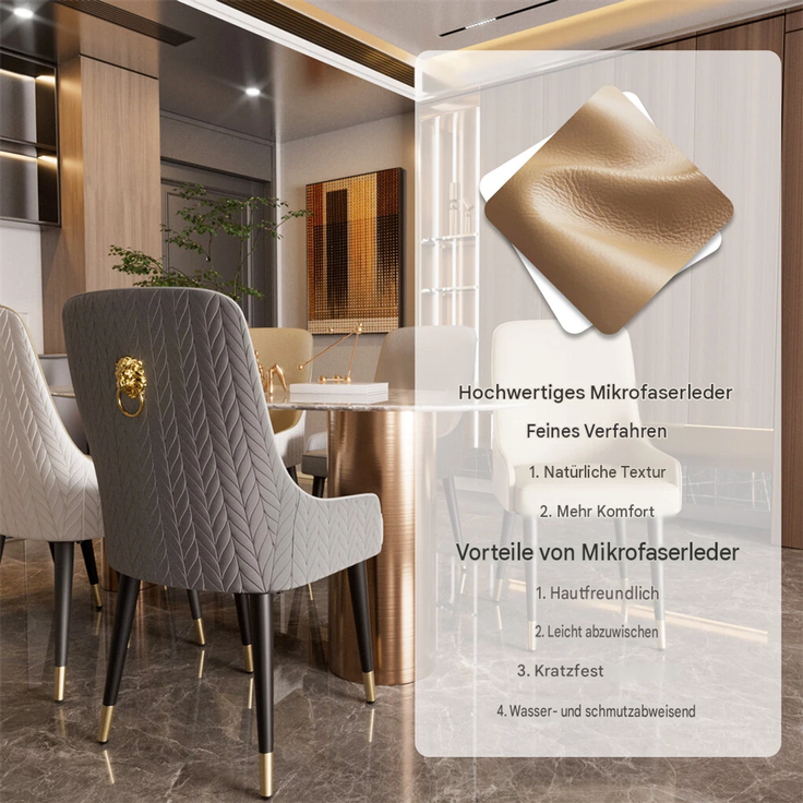 FATIVO Esszimmersthle 2er Set Polstersthle bis 150 kg belastbar Beige Kunstleder Bequeme H?he mit hoher Rckenlehne Esszimmer Sthle Esszimmer Wohnzimmer 90x44x44 cm – Bild 5