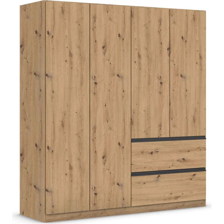 rauch Kleiderschrank, Drehtürenschrank COSTA, 4-türig, push-to-open, Eiche Artisan, 181 x 197 x 54 cm – Bild 3