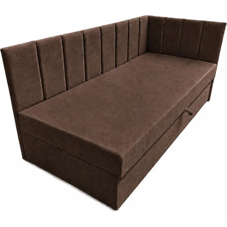 KRISAN MÖBEL Polsterbett TEDY in Braun 80 x 200 cm mit Bettkasten, gepolstertem Kopfteil und praktischem Stauraum, modernes Einzelbett für Kinder- und Jugendzimmer Bronze