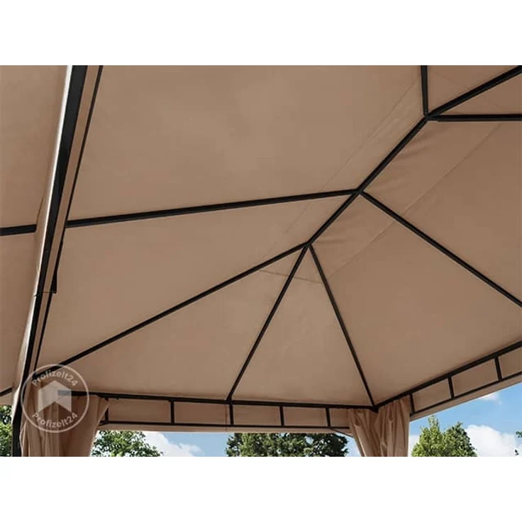 Gartenpavillon 3x4 m ALU PREMIUM ca. 220g/m² Dachplane wasserdicht Pavillon - 4 Seitenteile Gartenzelt taupe ca. 9x9 cm Profil – Bild 6