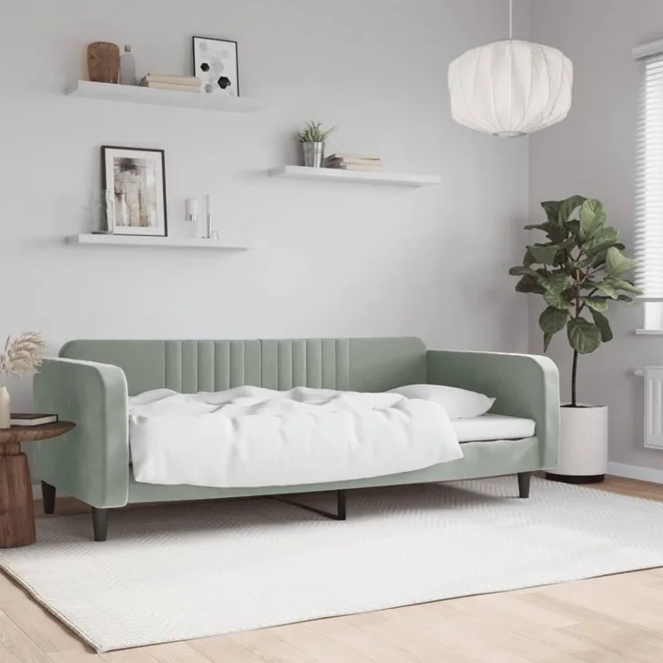 vidaXL Tagesbett Hellgrau 90x190 cm Samt 354099