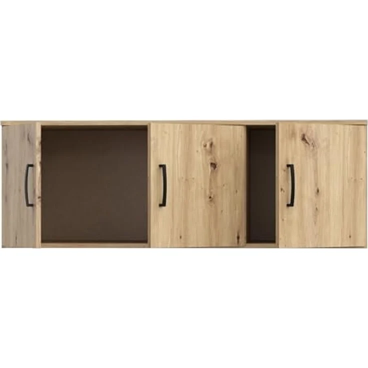 Forte NIKO Schrankaufsatz 120, Skandi-Schrankaufsatz, 3-türig, Holzwerkstoff, Wohn-/Schlafzimmer, Artisan Eiche Holzdekor, 122 cm breit x 42,5 cm hoch x 52,7 cm tief – Bild 5