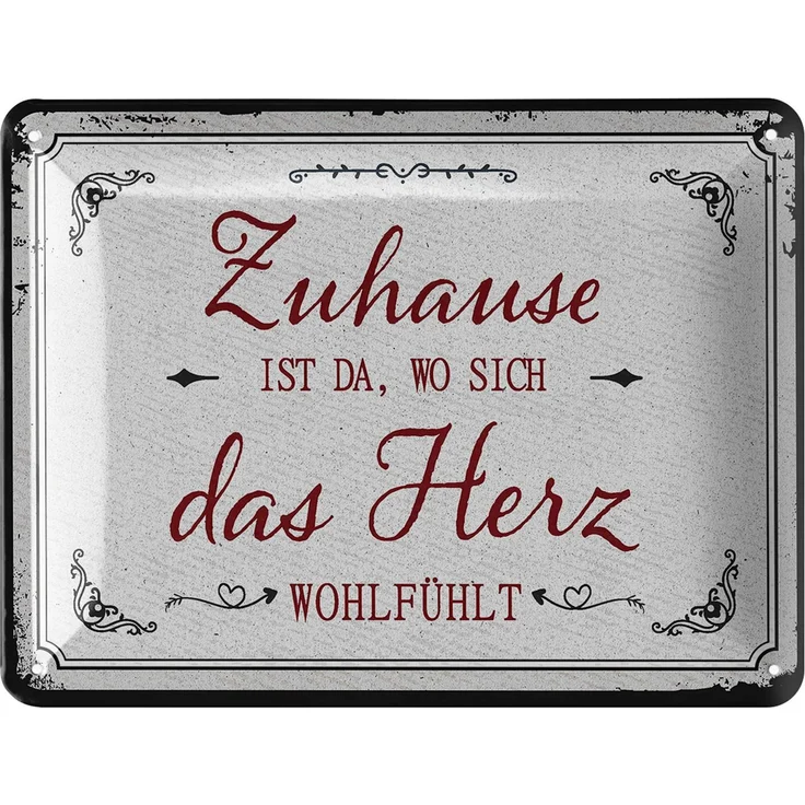LANOLU Blechschild Zuhause ist da - 15x20cm – Metall – Weiß – 15202 – Bild 1