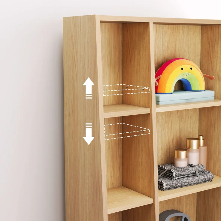 LVHOM Dielenschrank mit Ganzkörperspiegel 165cm hoch, Multifunktionaler Spiegelschrank aus Holz, schmaler Badezimmerschrank mit verstellbaren Böden, Natur – Bild 4