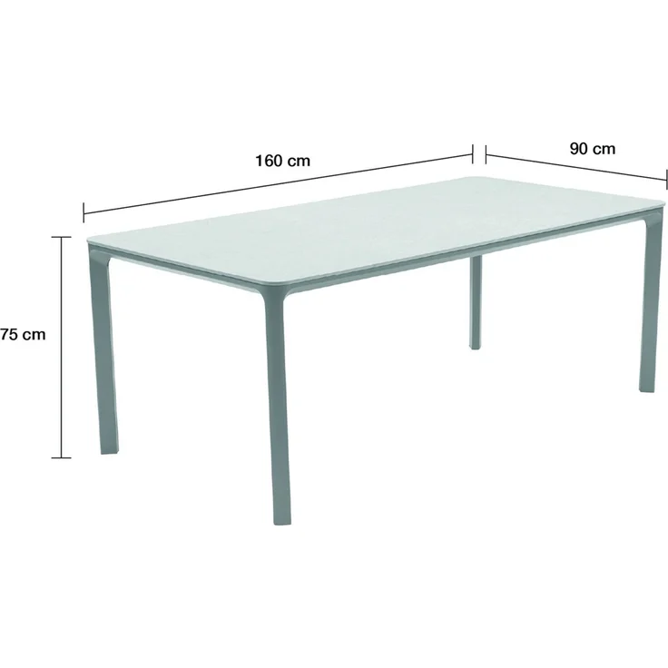Gartentisch Pierre Esstisch Terrassentisch 160x90x75cm Aluminium/Sintered Stone Steingrau – Bild 2