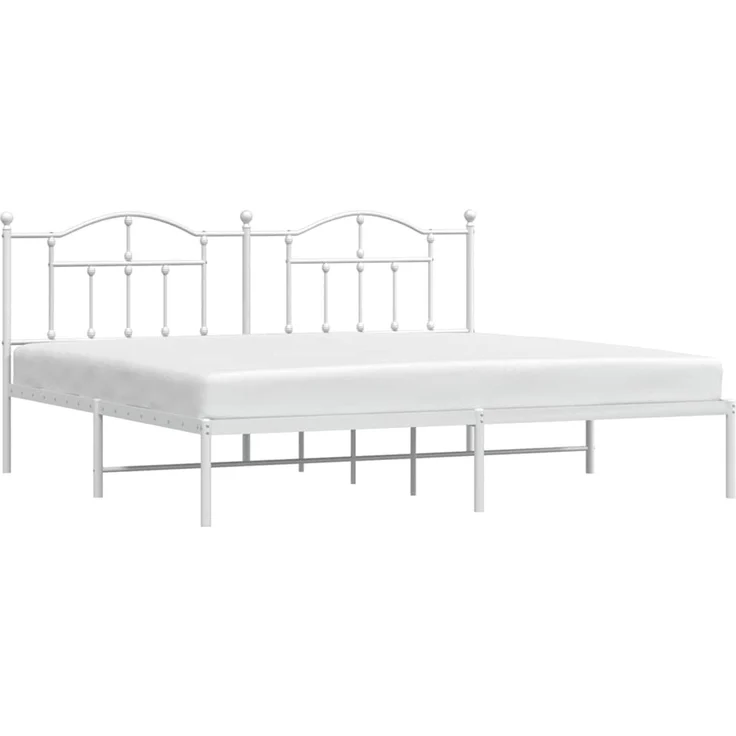 Doppelbett, Bettgestell Modernen mit Kopfteil Metall Weiß 200x200 cm d850e – Bild 4