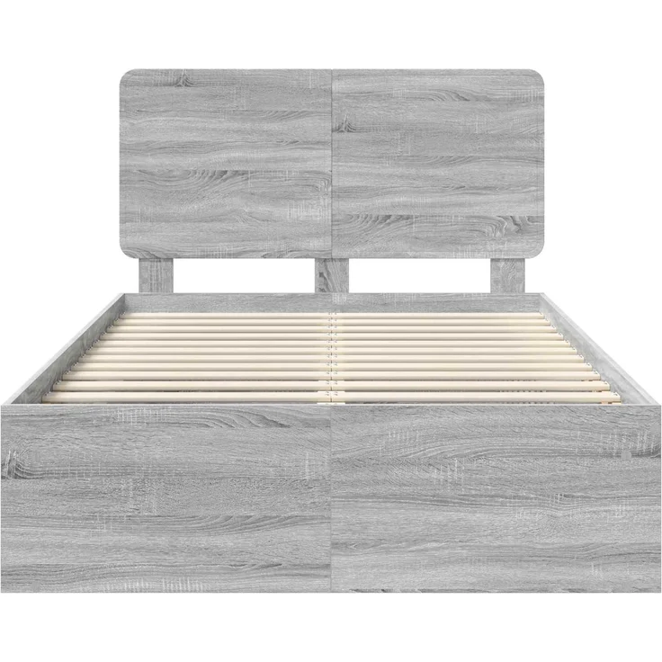 vidaXL Bettrahmen Graues Sonoma 120 x 190 cm Massives Kiefernholz 3412520 – Bild 6