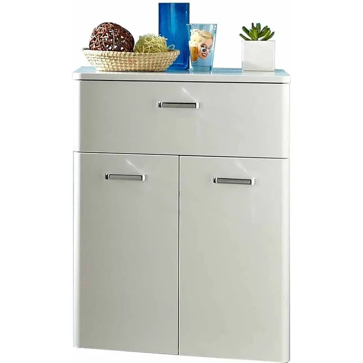 Unterschrank Porto / Piolo, Glas, Holzwerkstoff, Metall, Weiß, 53 x 72 x 33 cm
