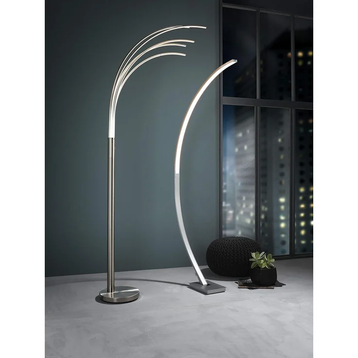 casa NOVA LED Bogenlampe Stehleuchte ECLIPSE, 5-flammig, H 200 cm, Metall, Dimmfunktion, LED fest integriert, Warmweiß, Silbergrau, Kunststoff, Touchsensor – Bild 4