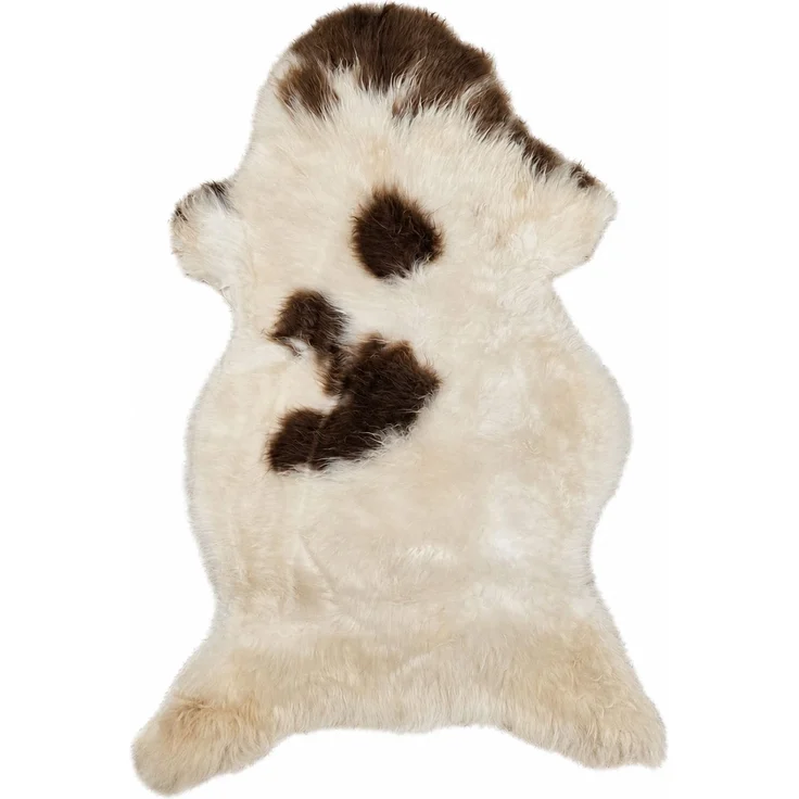 Provellus Schaffell Echt, Cremeweiß-Braun gescheckt, ca 108 cm, Weichflor, Öko gegerbt, Unikat 156-222, ca 108 cm, Weiß / Creme / Braun, ca 108 cm – Bild 1